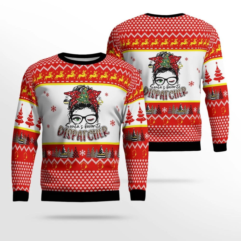 Santa's Favorite Dispatcher Christmas Ugly Sweater Unisex Christmas Gift