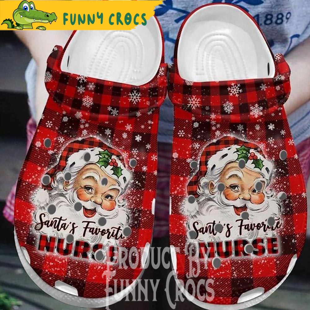 Santa's Favorite Nurse Christmas Crocs Crocband Clogs Shoes Comfortable For Men Women and Kids