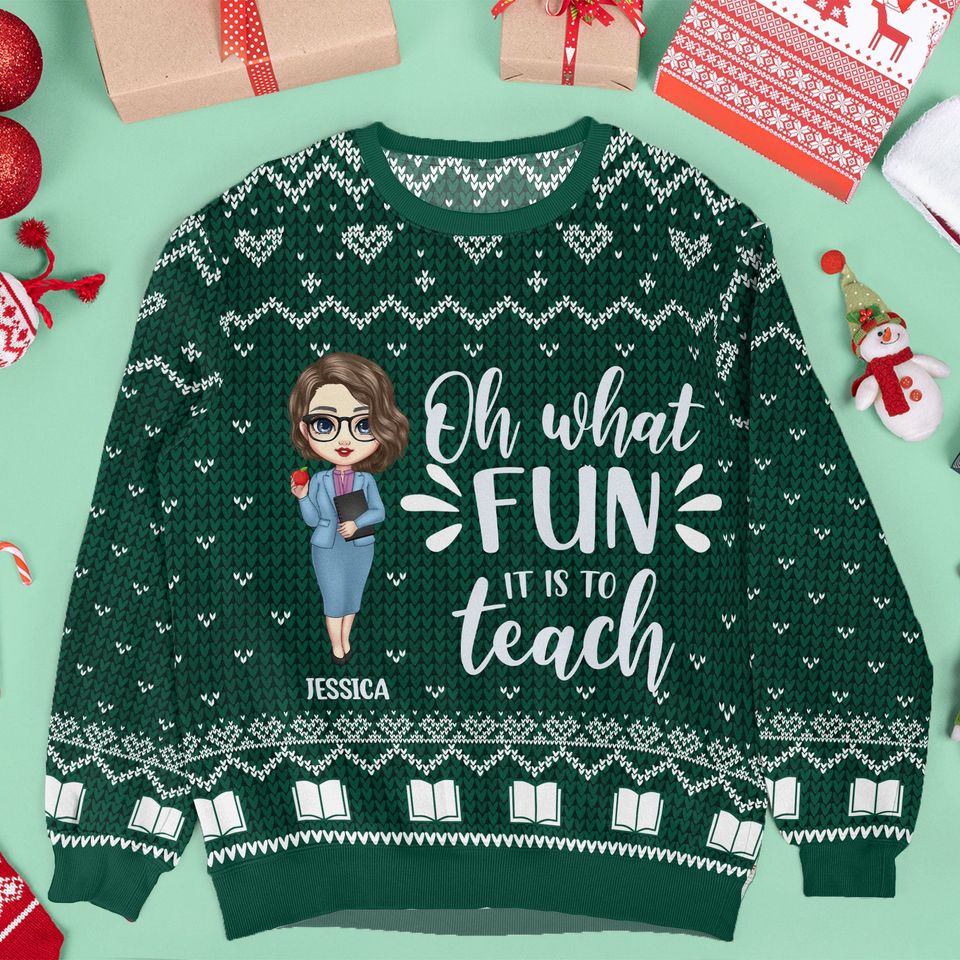 Santa's Favorite Teacher - Personalized Ugly Sweatshirt