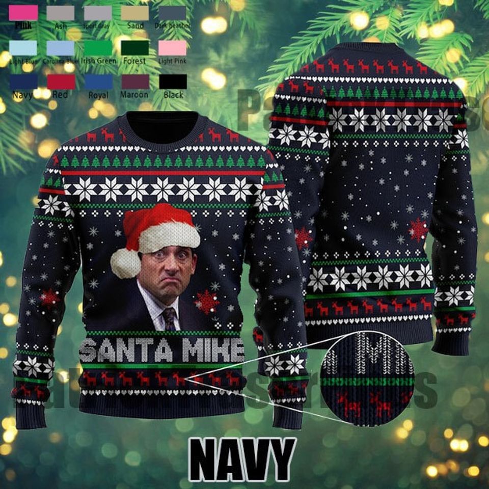 Santas Mike Christmas Ugly Sweater, Famous Sitcom Ugly Christmas