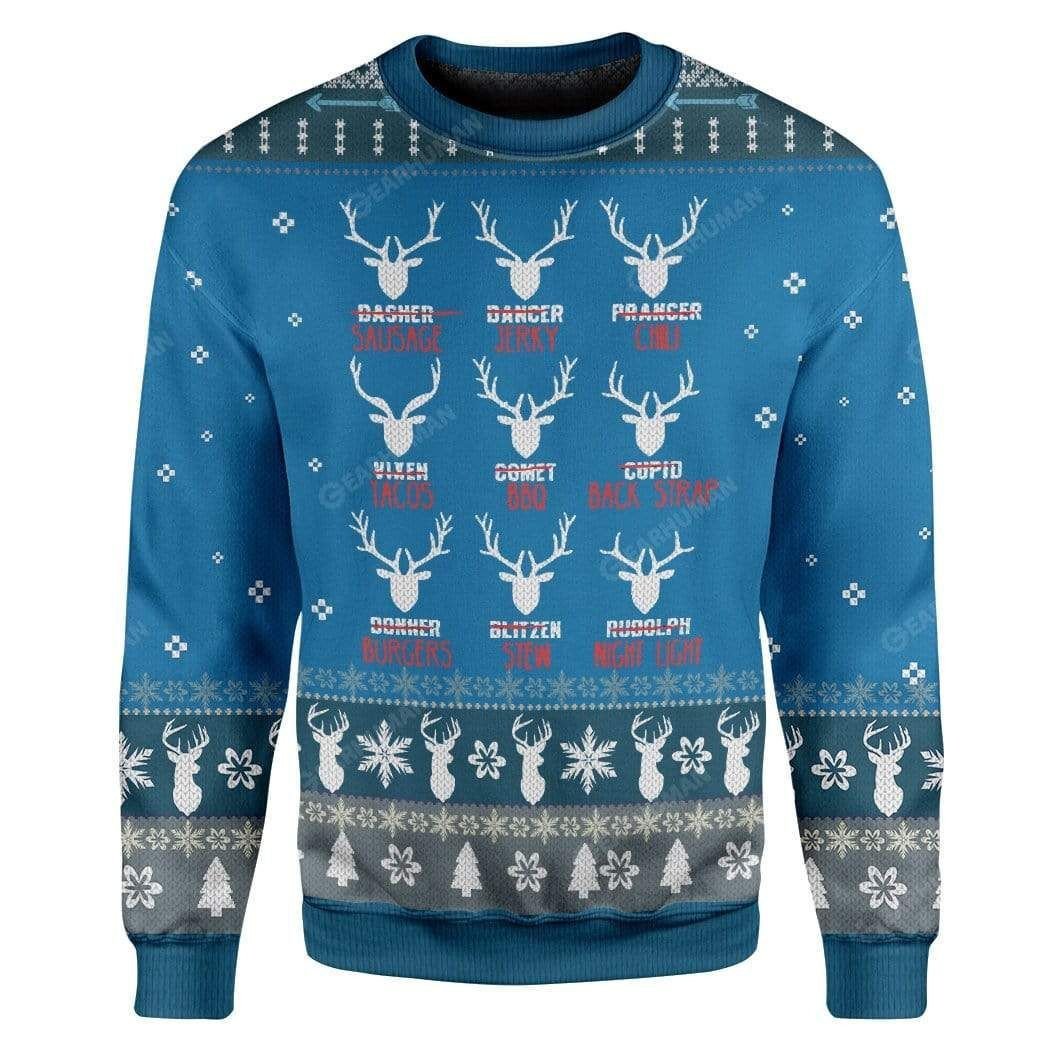 Santa'S Reindeer Ugly Christmas Sweater Adult 3D Funny Matching for family