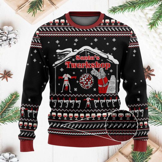 Santa's Twerkshop Ugly Christmas Sweater - Funny Holiday - Image 13