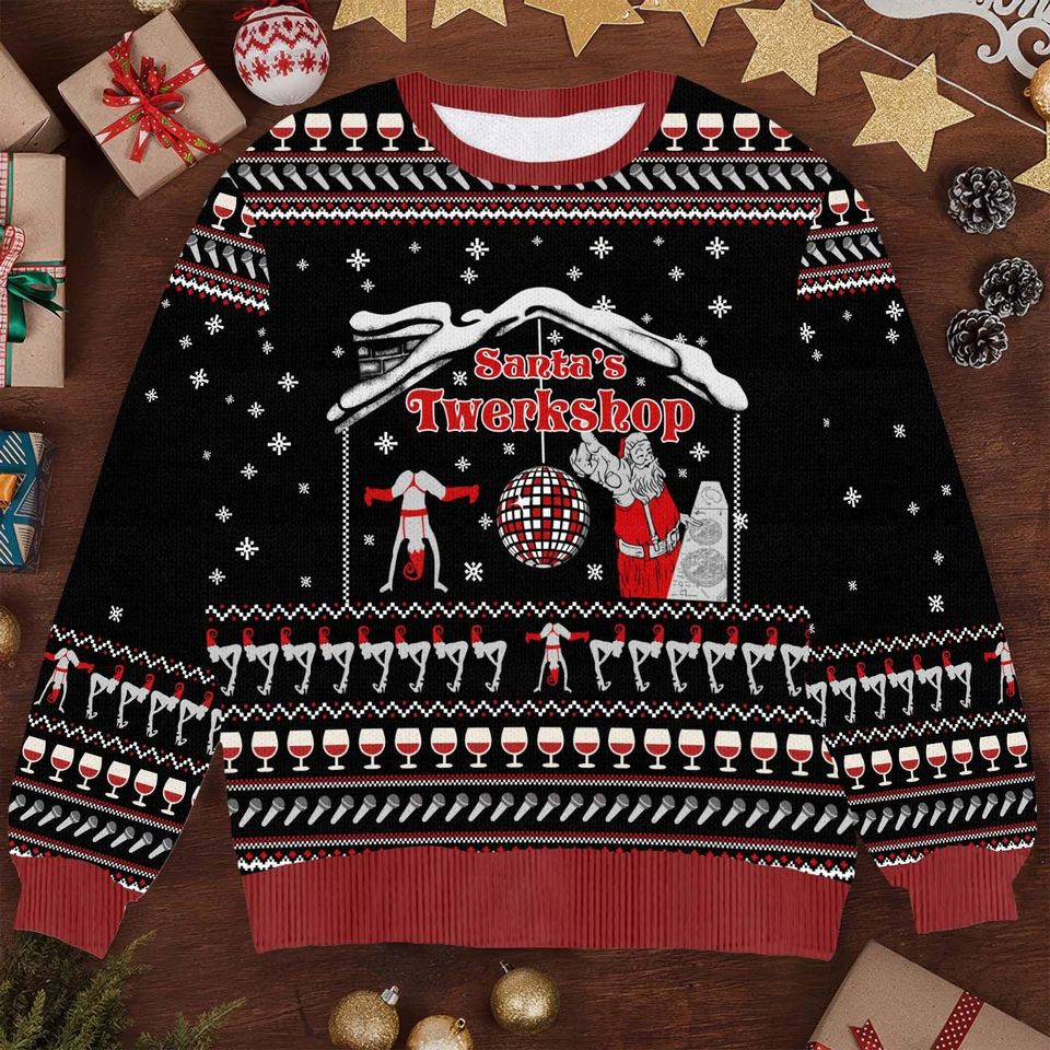 Santa's Twerkshop Ugly Christmas Sweater - Funny Holiday
