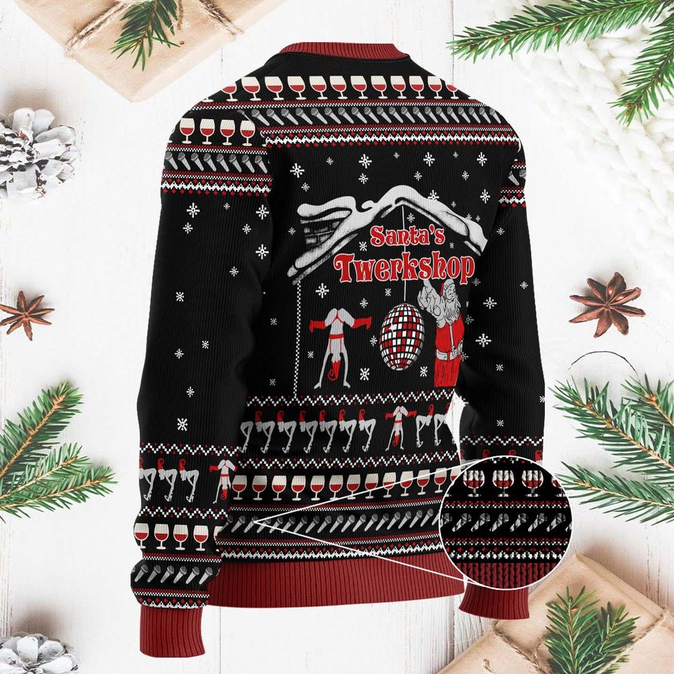 Santa's Twerkshop Ugly Christmas Sweater - Funny Holiday - Image 5
