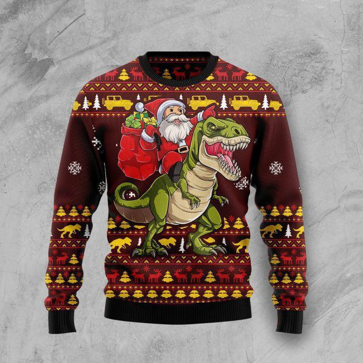 Santassic Park Ugly Christmas Sweater Adult 3D Funny Matching for family