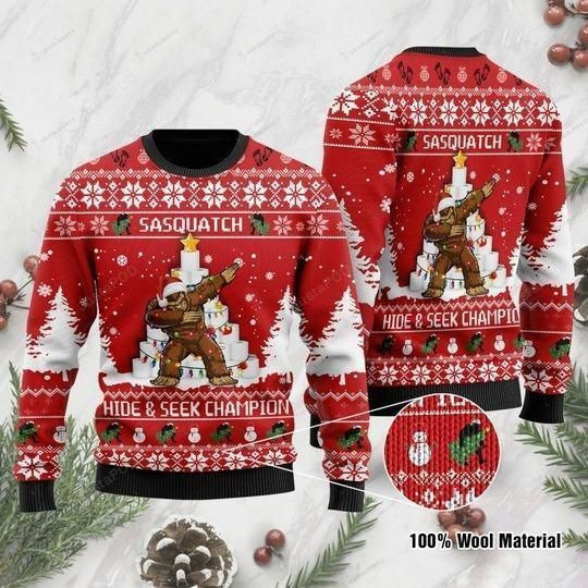 Sasquatch Hide &Amp;Amp; Seek Champion Dabbing Ugly Christmas Sweater Adult 3D Funny Matching for family