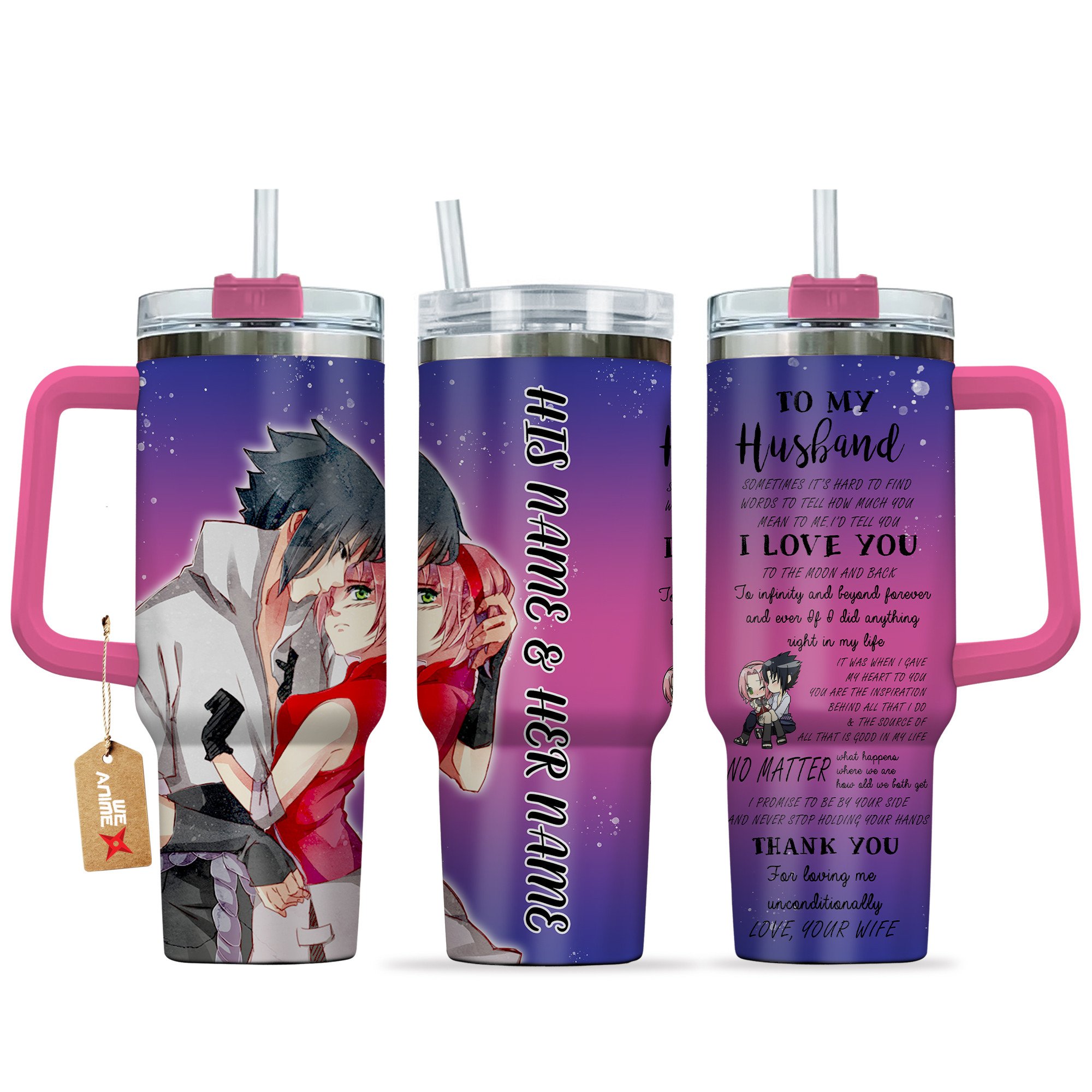 Sasuke & Sakura Naruto Anime Valentine Custom Stanley Cup 40 oz 30 oz Tumbler With HandleTVC2301166
