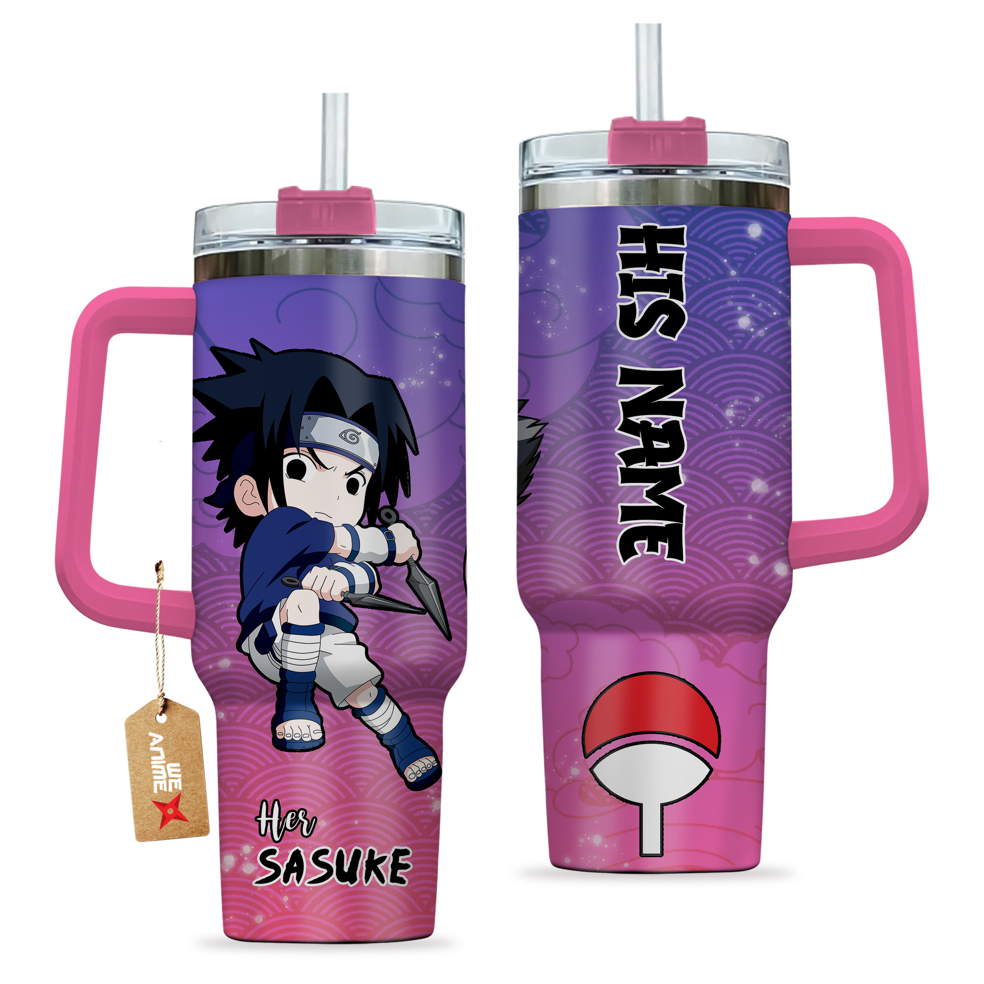 Sasuke Naruto Anime Valentine Custom Stanley Cup 40 oz 30 oz Tumbler With HandleTVC2301167 - Image 2