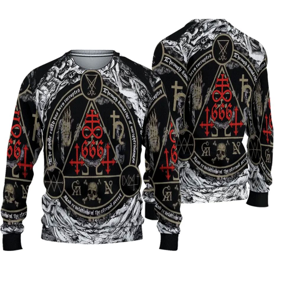 Satanic 666 Horror Christmas Ugly Sweater