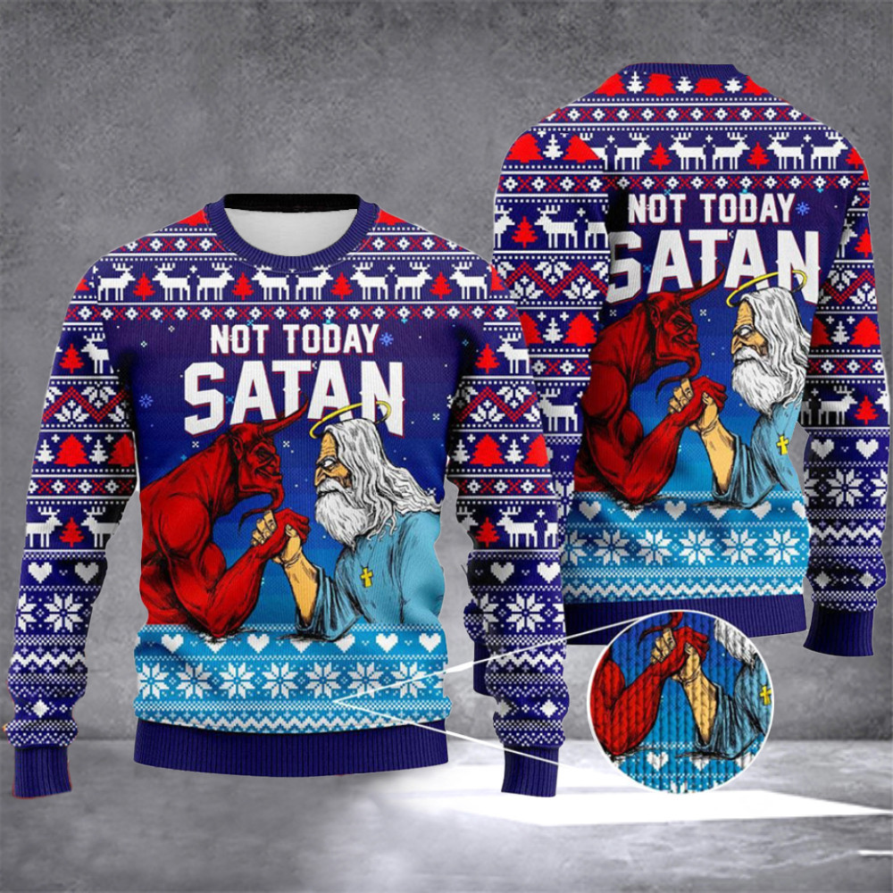Satanic Christmas Sweater Baphomet Ugly Christmas Sweater Jesus Not Today Satan