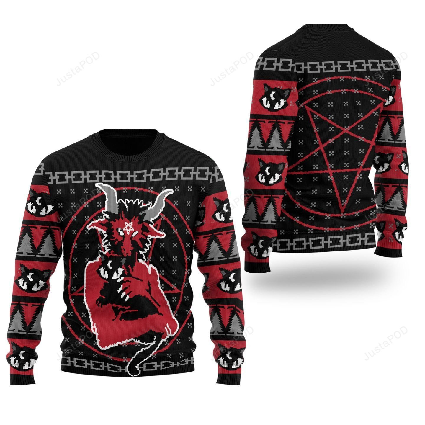 Satanic Ugly Christmas Sweater Adult 3D Funny Matching for family