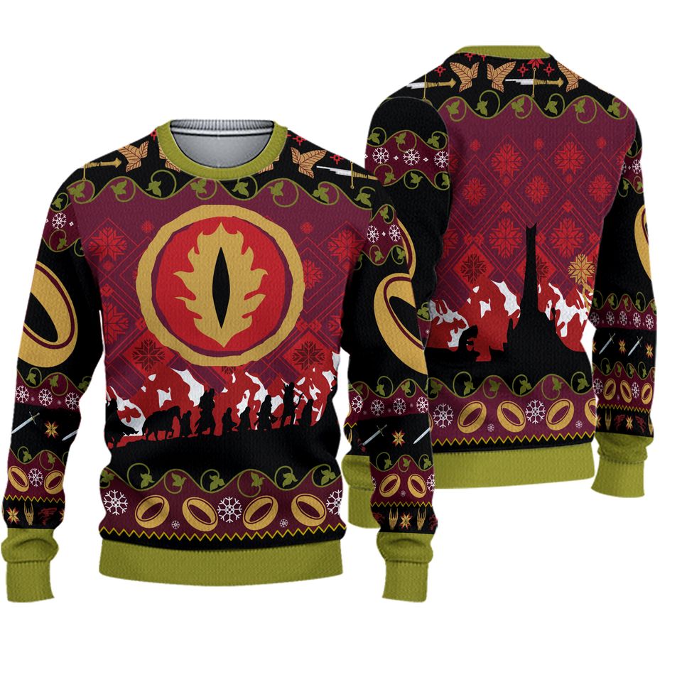 Sauron LOTR Ugly Christmas Sweater, Lotr Ugly Knitted Christmas