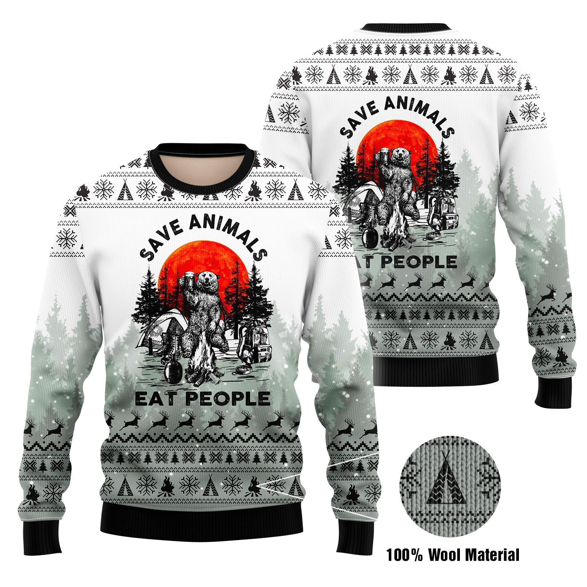 Save Animals Ugly Christmas Sweater Adult 3D Funny Matching for family
