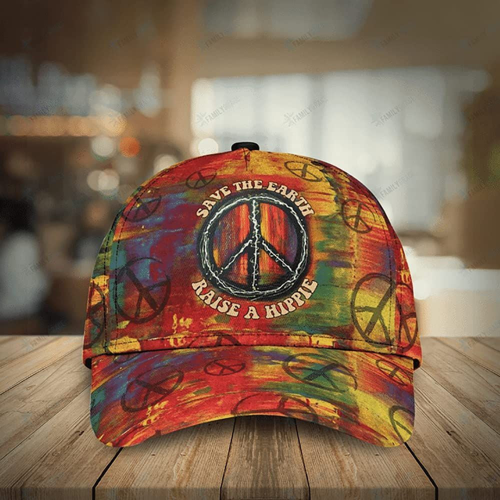 Save The Earth Raise A Hippie Colorful Beautiful 3D Printed Unisex Hat Classic Cap, Snapback Cap Trucker Hats Custom Hats Gifts For Men & Women