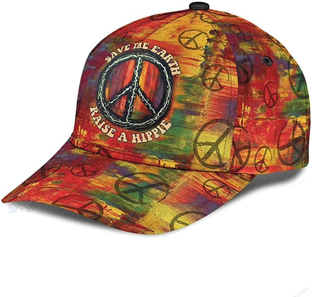 Save The Earth Raise A Hippie Colorful Beautiful 3D Printed Unisex Hat Classic Cap, Snapback Cap Trucker Hats Custom Hats Gifts For Men & Women