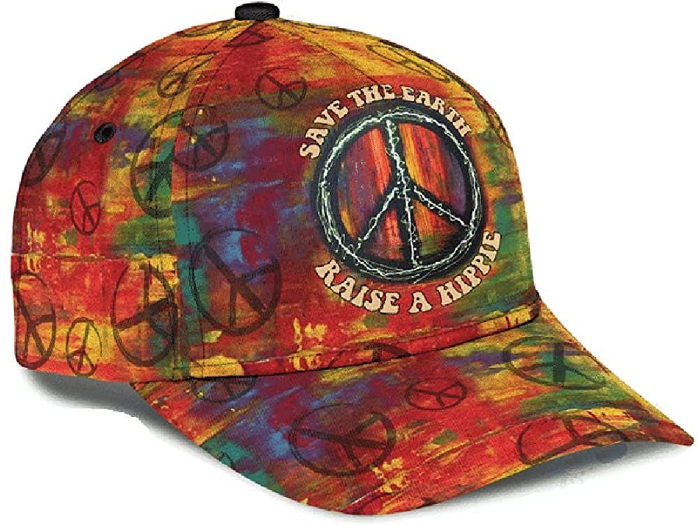 Save The Earth Raise A Hippie Colorful Beautiful 3D Printed Unisex Hat Classic Cap, Snapback Cap Trucker Hats Custom Hats Gifts For Men & Women