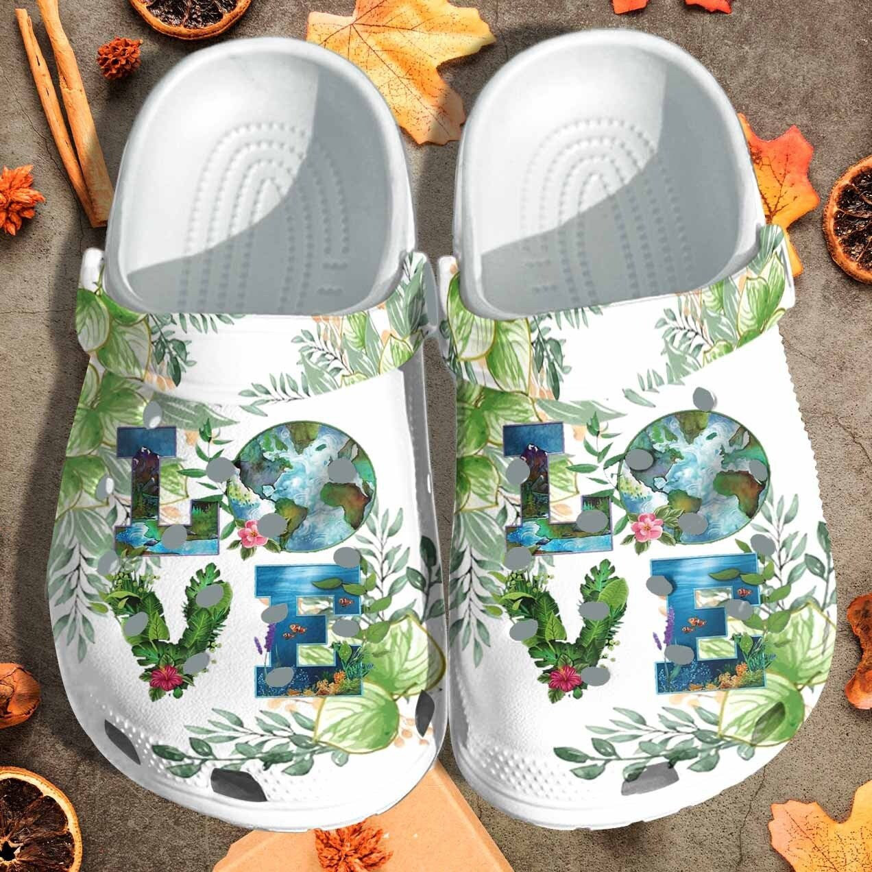 Save The Planet Shoes - Love Our Earth clogs Birthday Gift