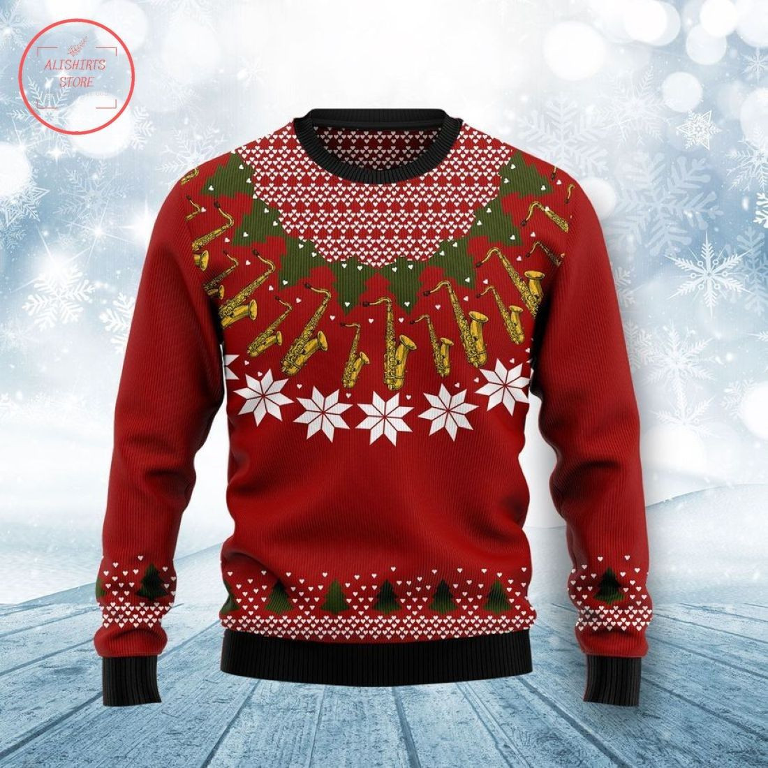 Saxophone Lover Ugly Christmas Sweater Adult 3D Funny Matching for family