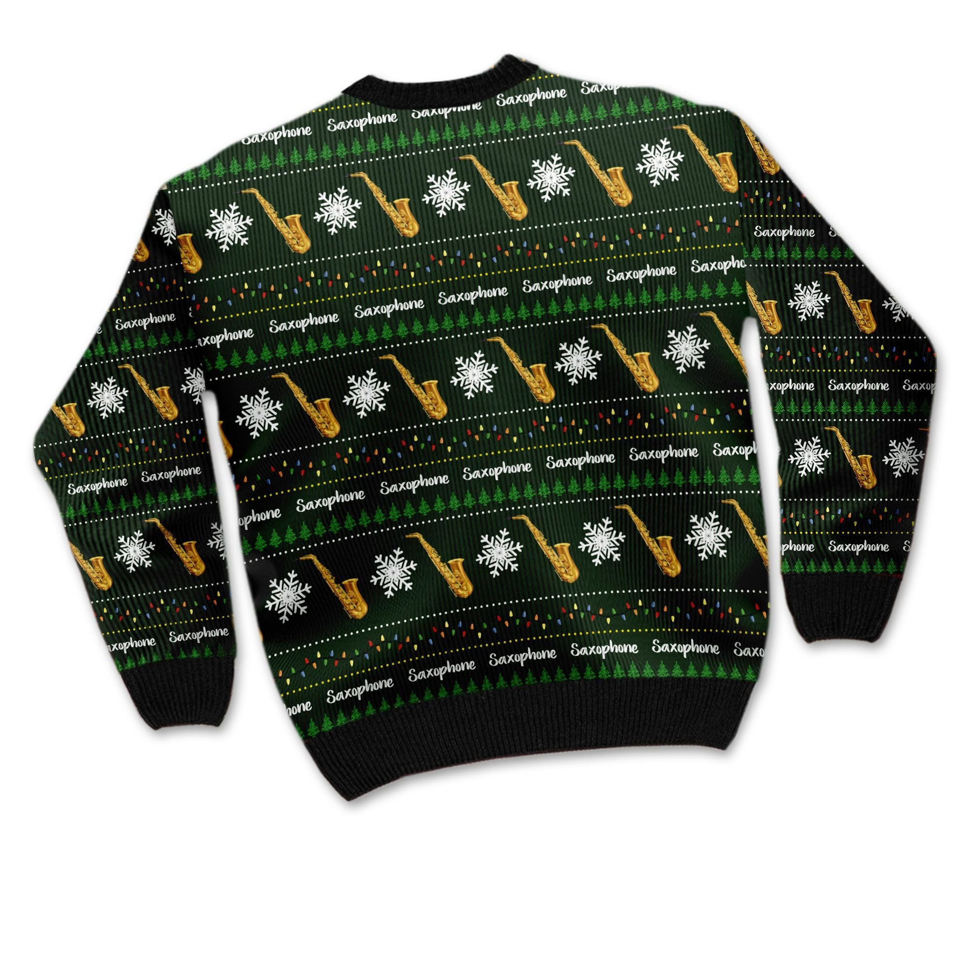 Saxophone Snowflakes Image Noel Pattern Ugly Christmas Sweater Adult 3D Funny Matching for family - Image 6