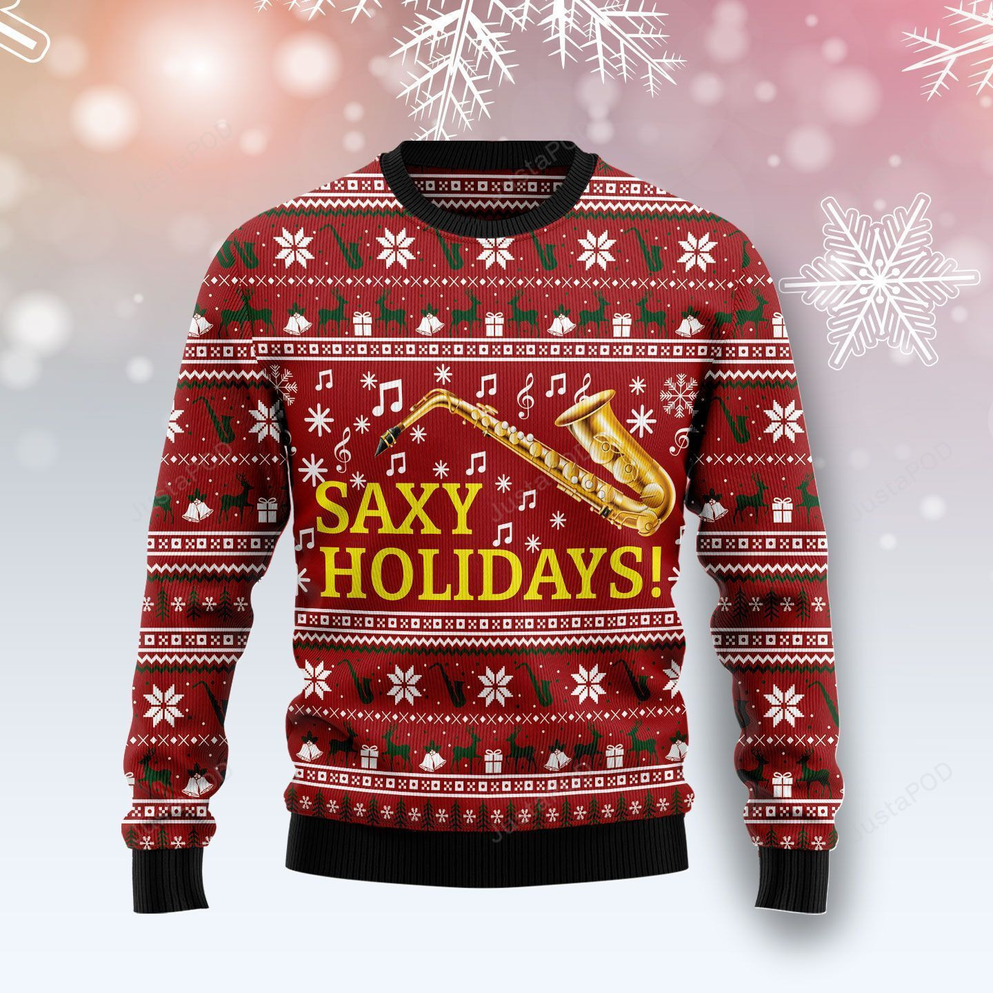 Saxy Holidays Saxophone Ugly Christmas Sweater Adult 3D Funny Matching for family