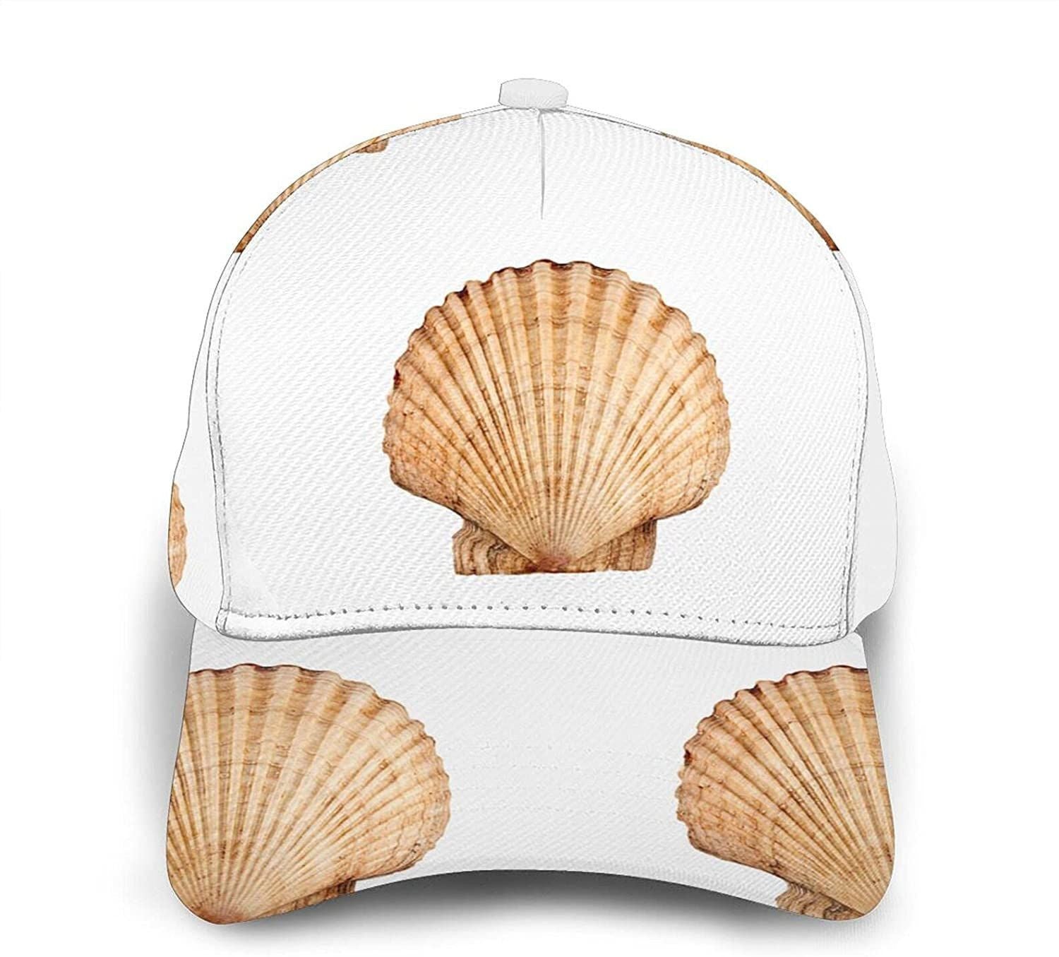 Scallop Seashell Print Classic Baseball 3D Cap Adjustable Twill Sports Dad Hats for Unisex Trucker Hats Custom Hats Gifts For Men & Women