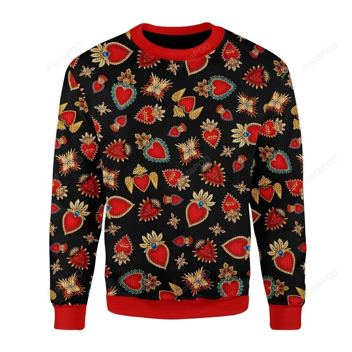 Scared Heart Ugly Christmas Sweater Adult 3D Funny Matching for family