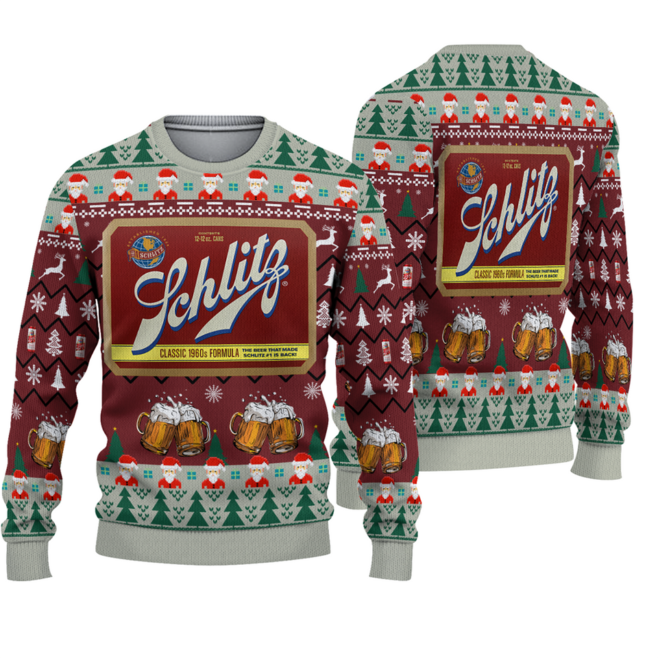 Schlitz Beer Ugly Sweater, Xmas Lover Ugly