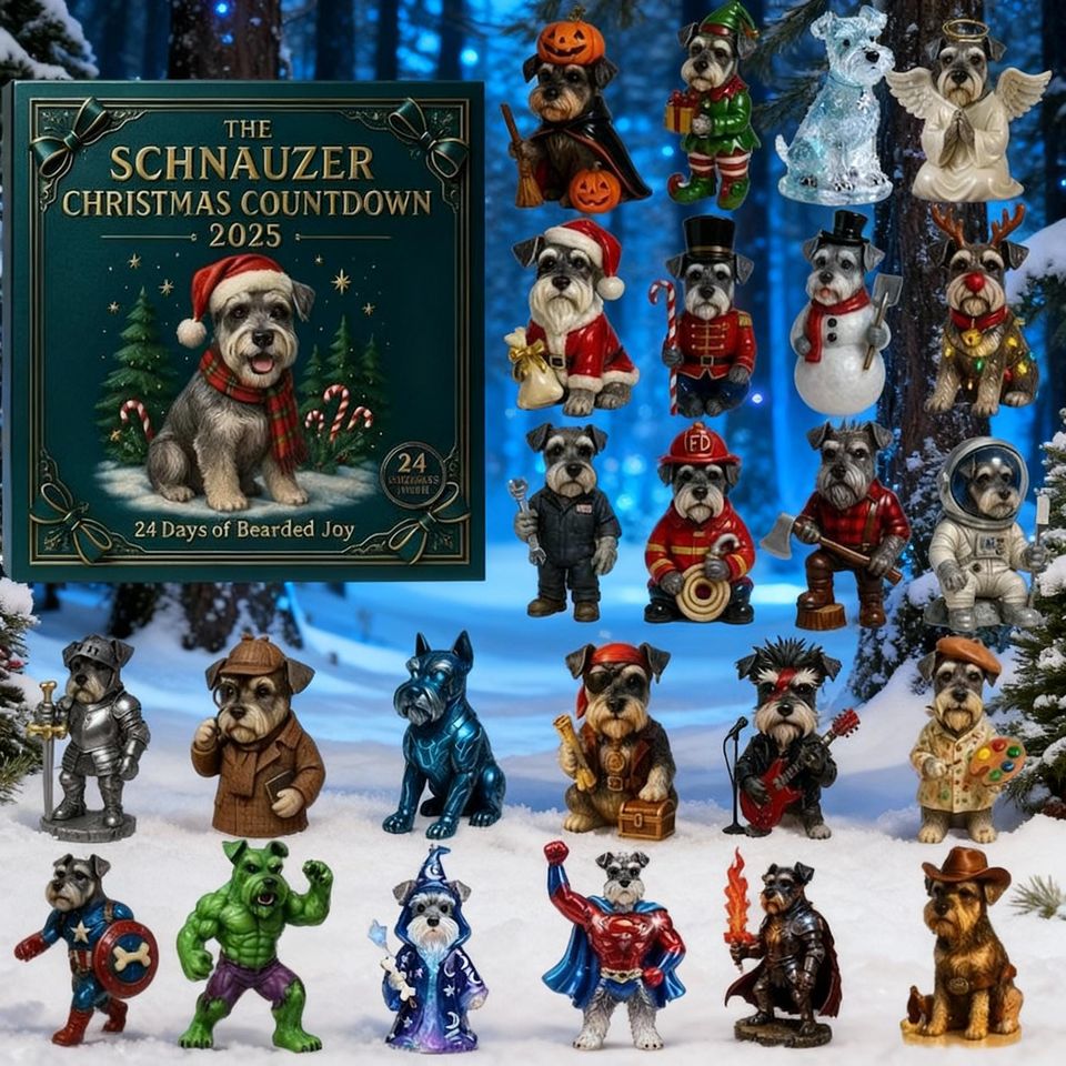 Schnauzer Dog Advent Calendar 2025, Mini Bearded Companion Figures, Christmas Gift
