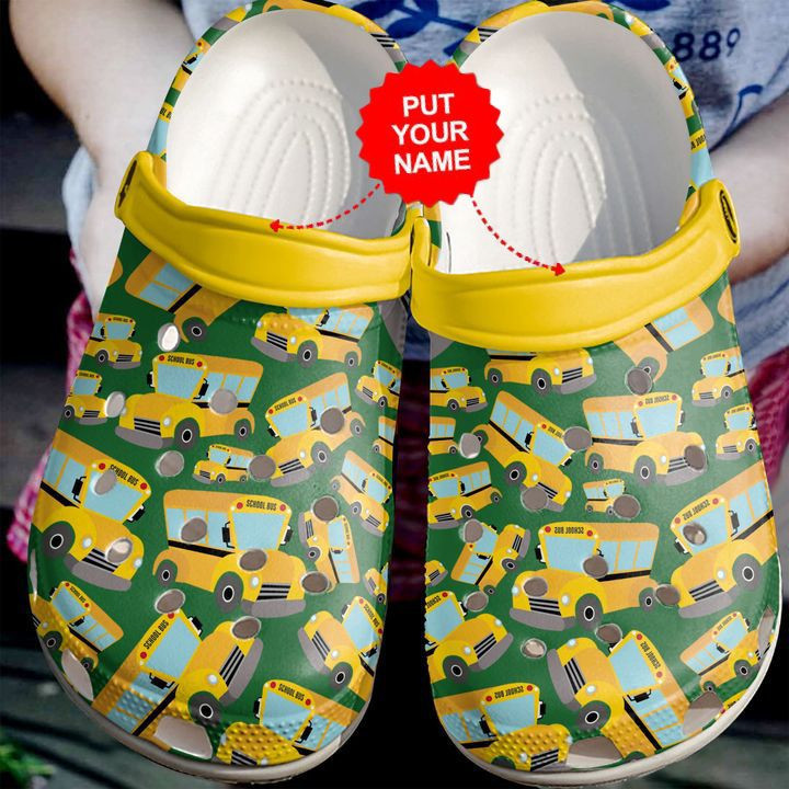 School - Bus Driver Yellow Pattern Clog Shoes For Men And Women