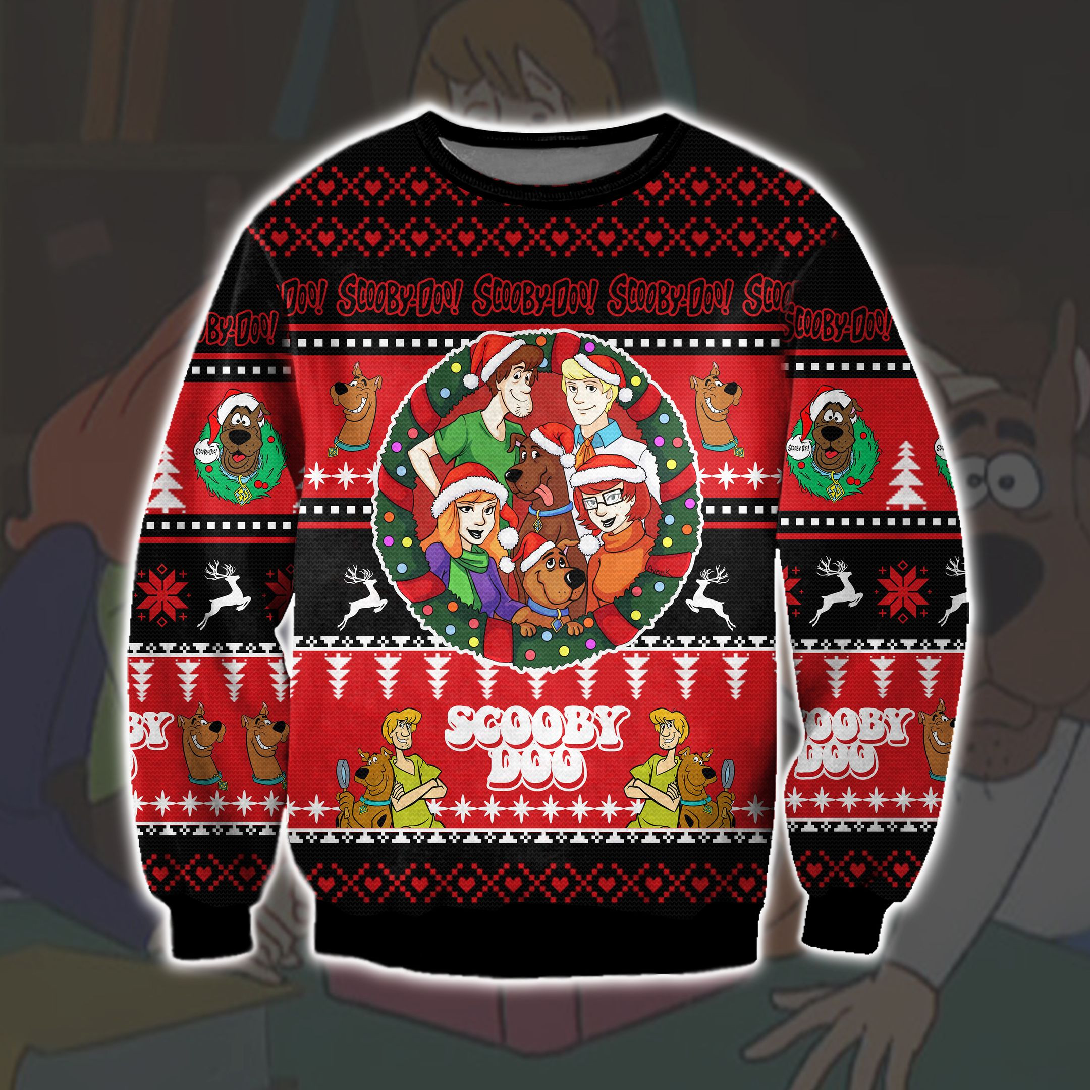 Scooby-Doo 3D Print Knitting Pattern Ugly Christmas Sweater Adult 3D Funny Matching for family