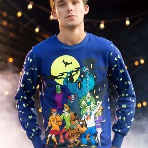 Scooby Doo Glow In The Dark Ugly Christmas Sweater Adult 3D Funny Matching for family