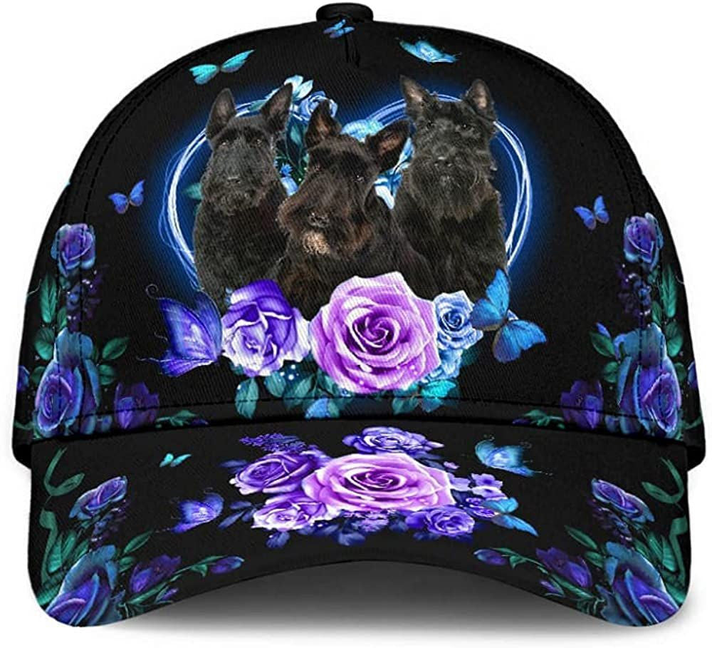 Scottish Terrier Lovely Cute Flower Butterfly Heart 3D Printed Unisex Hat Classic Cap, Snapback Cap Trucker Hats Custom Hats Gifts For Men & Women