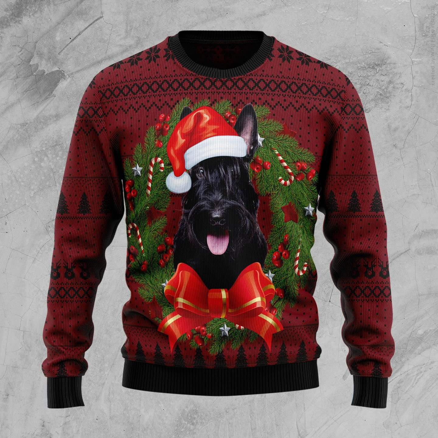 Scottish Terrier Ugly Christmas Sweater Adult 3D Funny Matching for family
