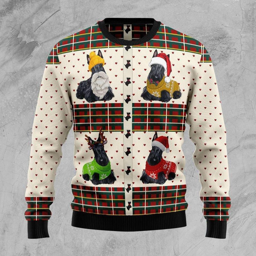 Scottish Terriers Ugly Christmas Sweater Adult 3D Funny Matching for family