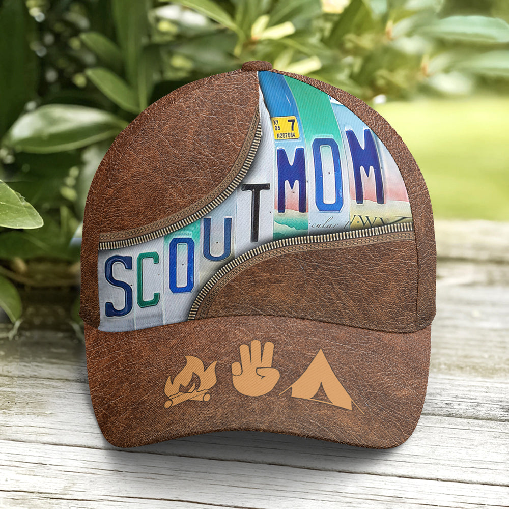 Scout Mom Leather Style Baseball Cap Trucker Hats Custom Hats Gifts For Men & Women