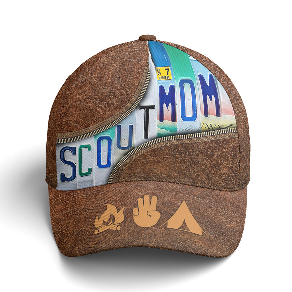 Scout Mom Leather Style Baseball Cap Trucker Hats Custom Hats Gifts For Men & Women