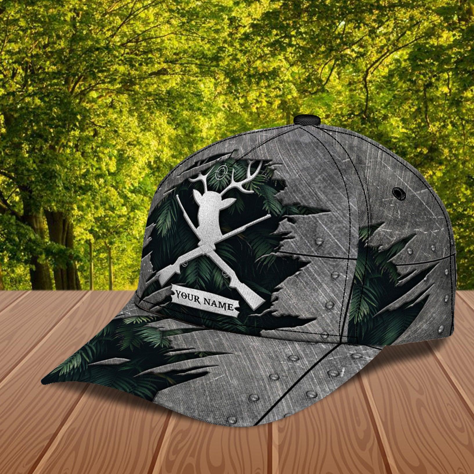 Scratch Pattern Silver Color Hunting Personalized Classic Cap, Personalized Gift for Hunting Lovers Trucker Hats Custom Hats Gifts For Men & Women