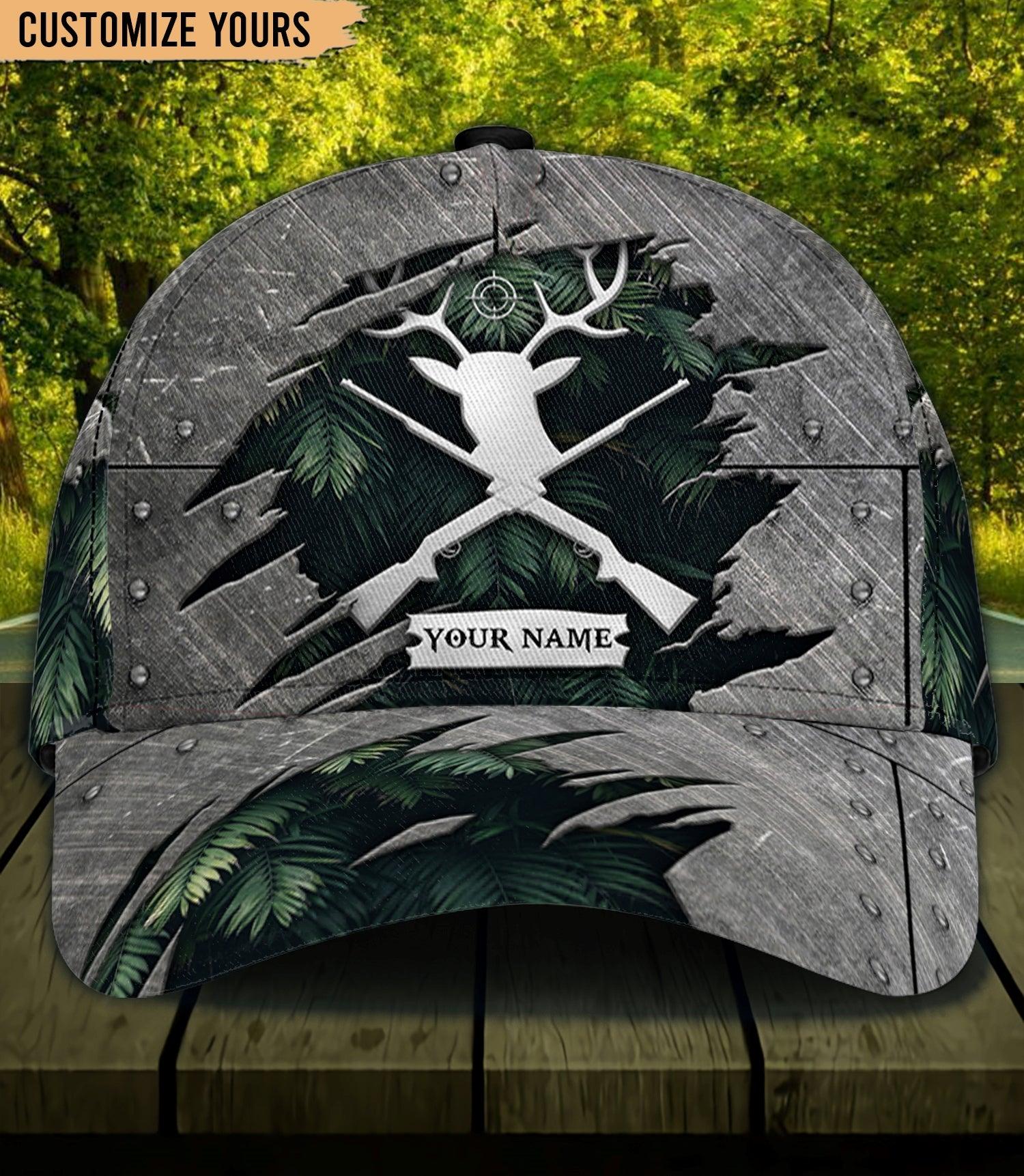 Scratch Pattern Silver Color Hunting Personalized Classic Cap, Personalized Gift for Hunting Lovers Trucker Hats Custom Hats Gifts For Men & Women