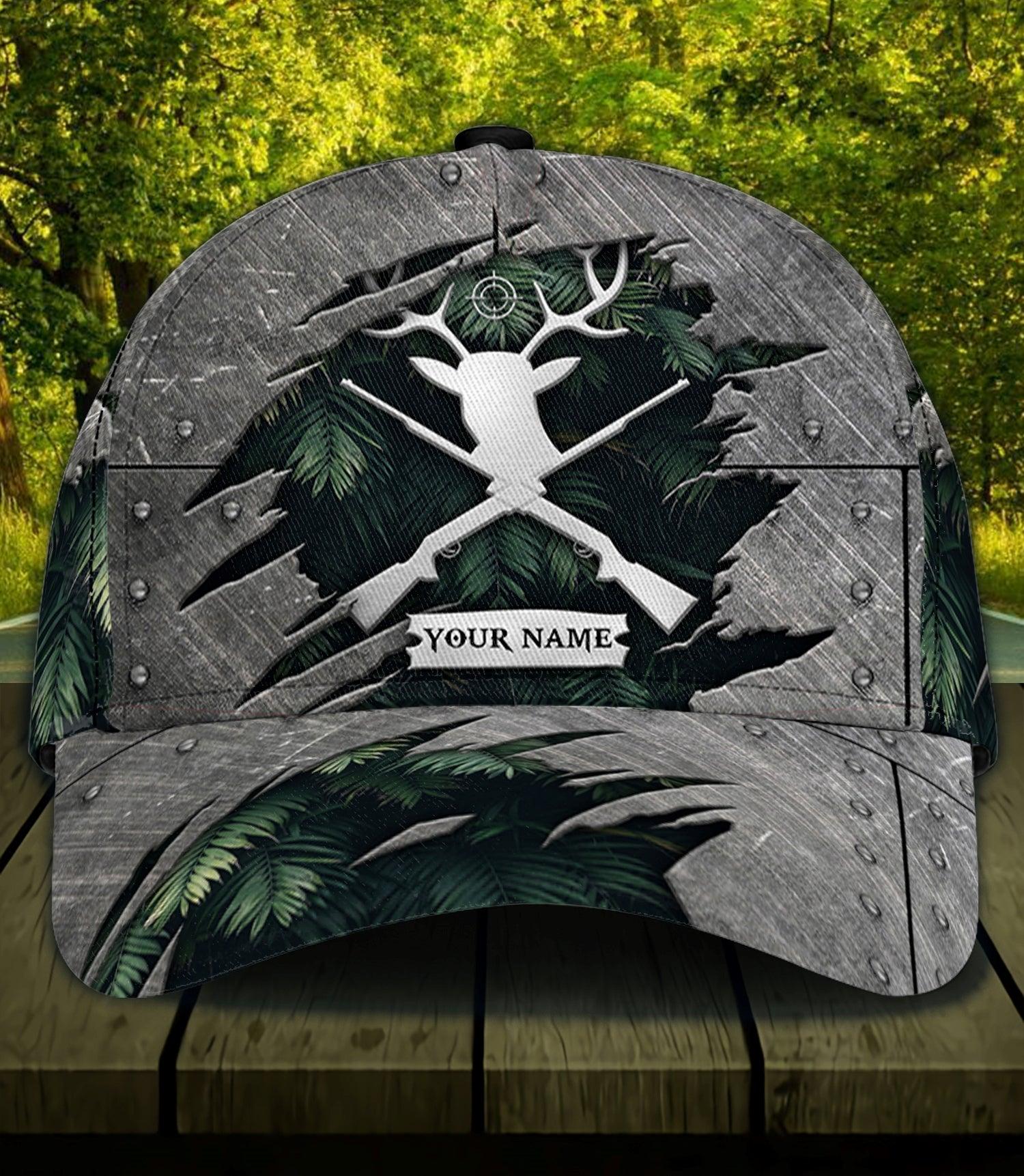 Scratch Pattern Silver Color Hunting Personalized Classic Cap, Personalized Gift for Hunting Lovers Trucker Hats Custom Hats Gifts For Men & Women