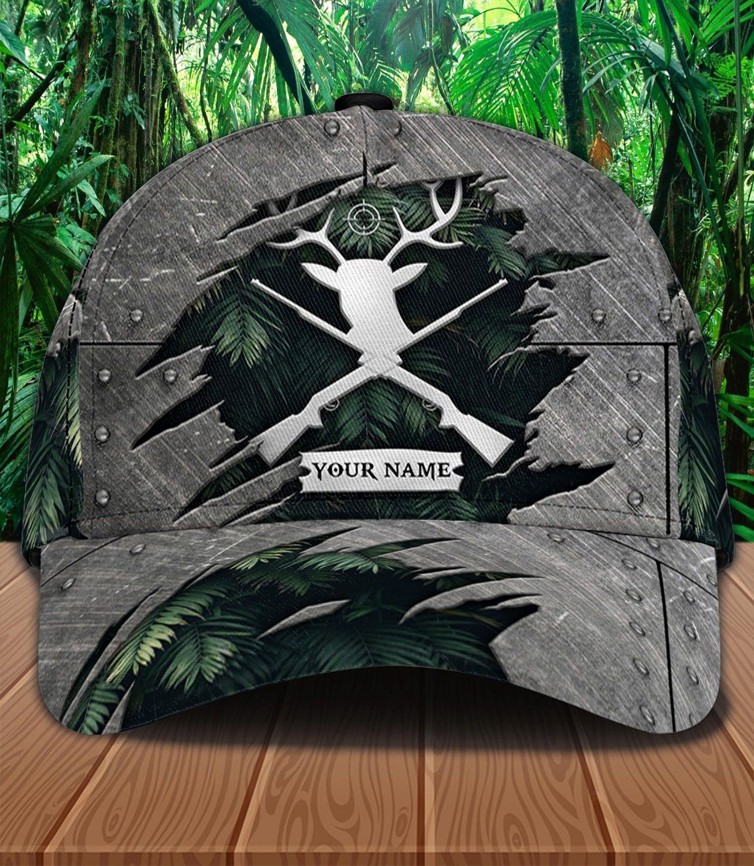 Scratch Pattern Silver Color Hunting Personalized Classic Cap, Personalized Gift for Hunting Lovers Trucker Hats Custom Hats Gifts For Men & Women