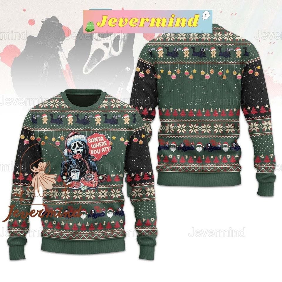 Scream Ghostface Horror Christmas Ugly Sweater