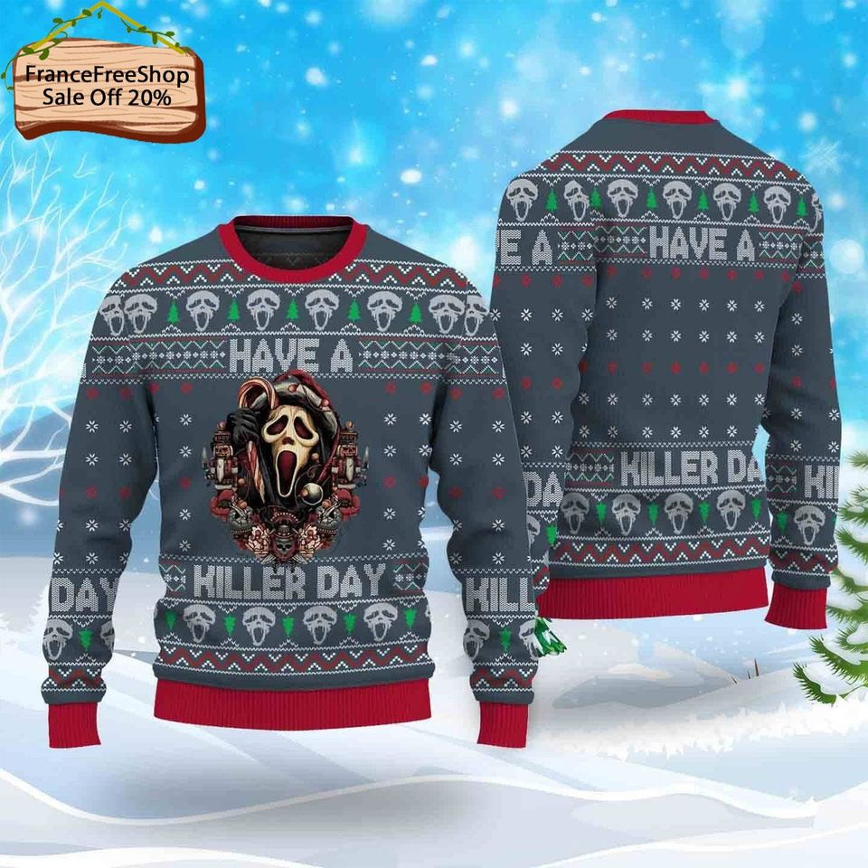 Scream Ghostface Horror Christmas Ugly Sweater