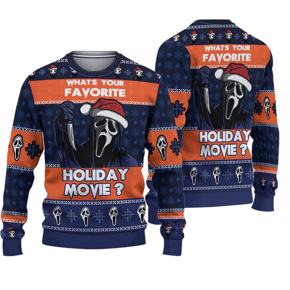 Scream Ghostface Horror Christmas Ugly Sweater