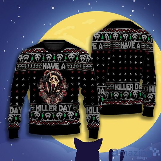Scream Ghostface Horror Christmas Ugly Sweater - Image 2