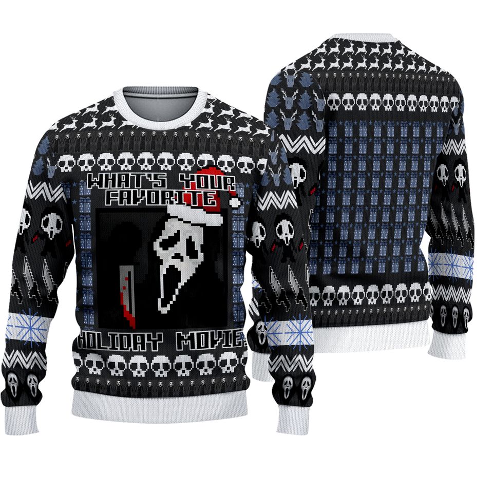 Scream Ghostface Horror Christmas Ugly Sweater