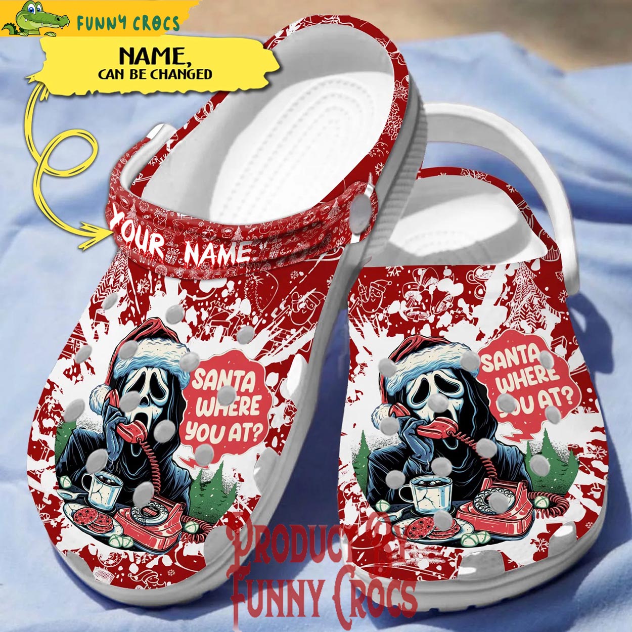 Scream Ghostface Santa Movie Christmas Crocs Crocband Clogs Shoes Comfortable For Men Women and Kids
