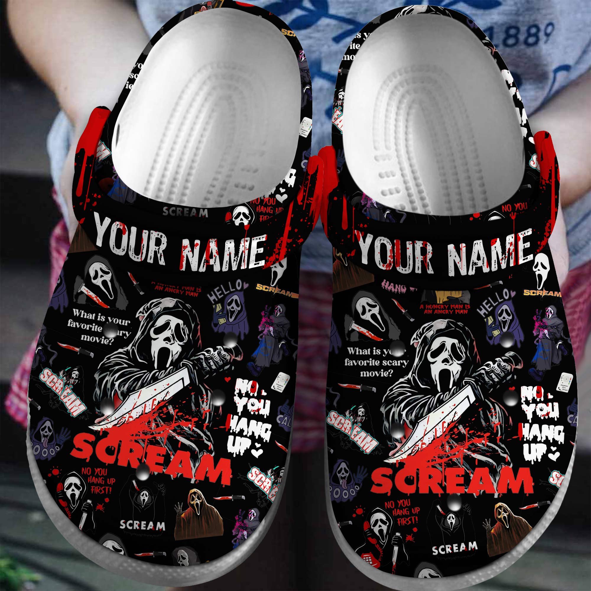 Scream Movie Halloween Crocs Crocband Clogs Shoes Comfortable For Men Women and Kids