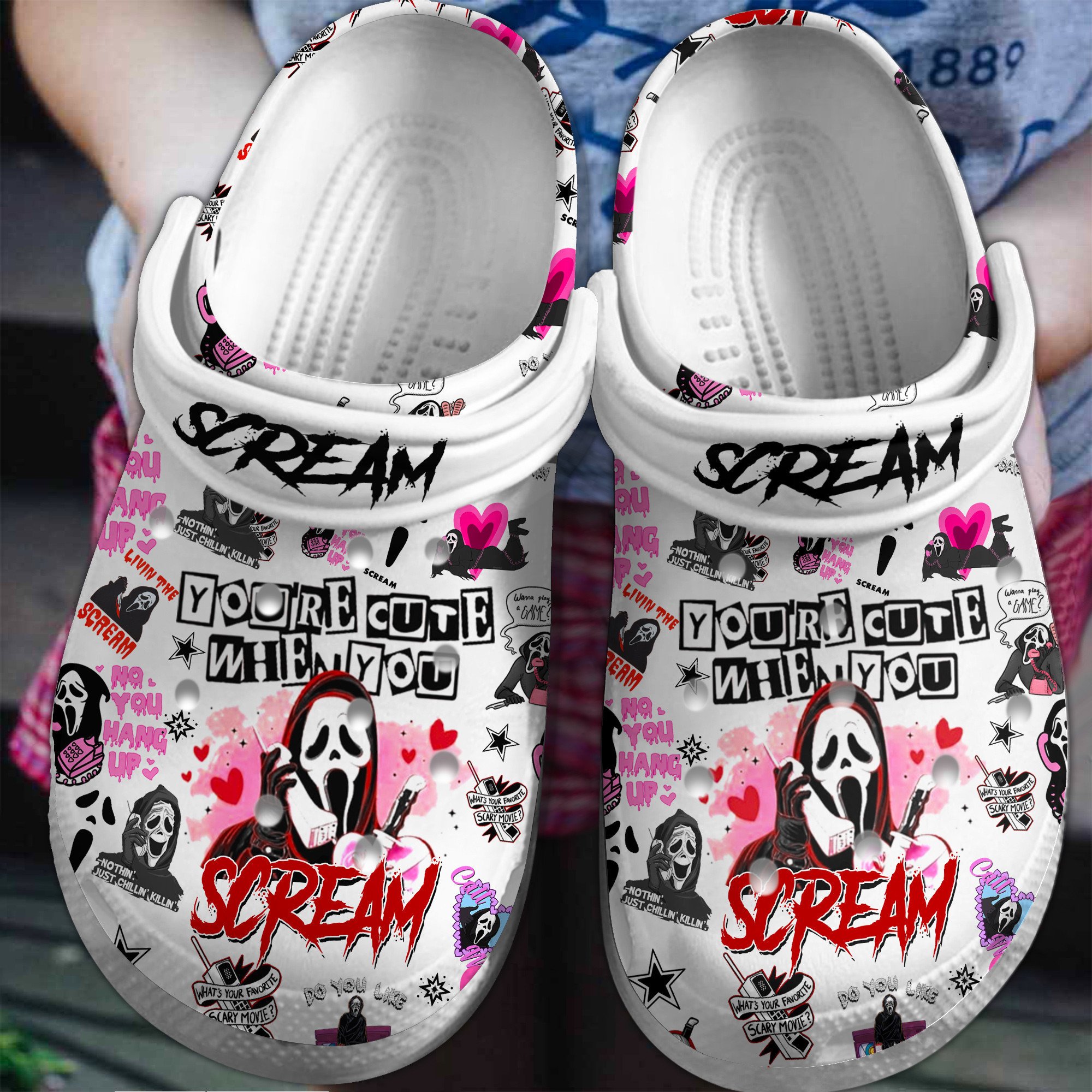 Scream Movie Halloween Crocs Crocband Clogs Shoes Comfortable For Men Women and Kids