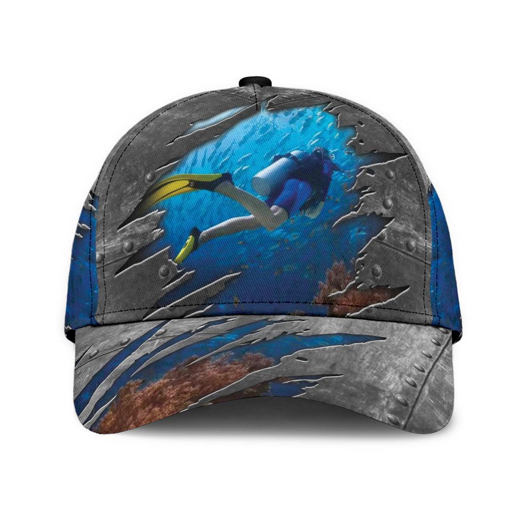 Scuba Diving Classic Cap, Gift for Scuba Diving Lovers, Scuba Live Trucker Hats Custom Hats Gifts For Men & Women