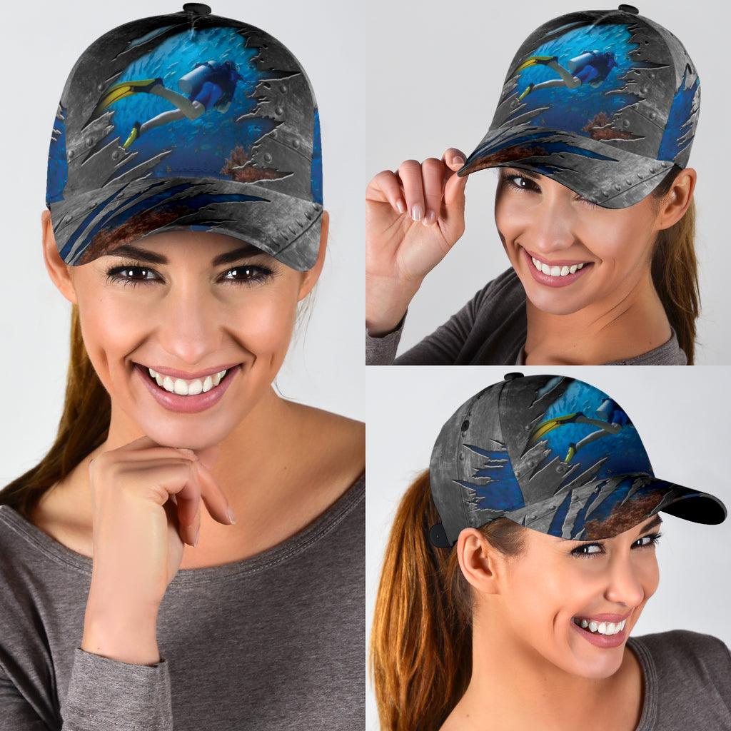 Scuba Diving Classic Cap, Gift for Scuba Diving Lovers, Scuba Live Trucker Hats Custom Hats Gifts For Men & Women